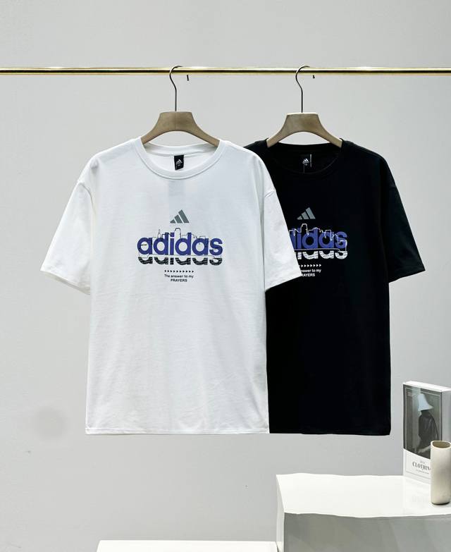 上新 P100 高品质 2025年Adidas阿迪达斯官网夏季时尚休闲宽松运动男款T恤，三标齐全，1：1复刻，小码女生可以穿，可搭配情侣，原厂定制230克纯棉双