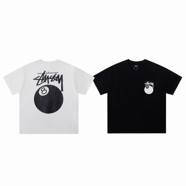 90包邮 stussy 斯图西经典大黑八Logo印花 圆领短袖T恤-市场最高品质 color：白色 黑色 size：S M L Xl number：25607