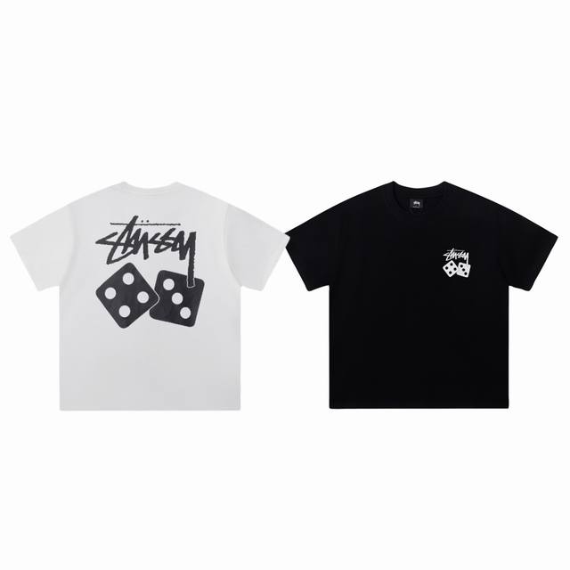 90包邮 stussy 斯图西 25Ss 黑白筛子印花 圆领短袖T恤-市场最高品质 color：白色 黑色 size：S M L Xl number：25628