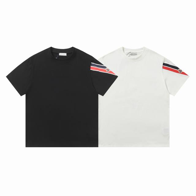 110包邮 moncler 蒙口25Ss 经典手臂拼色袖子徽章情侣圆领短袖T恤-代购品质 独家定制270克32支双纱滑爽棉 质感非常柔软舒服 100%区别市场的