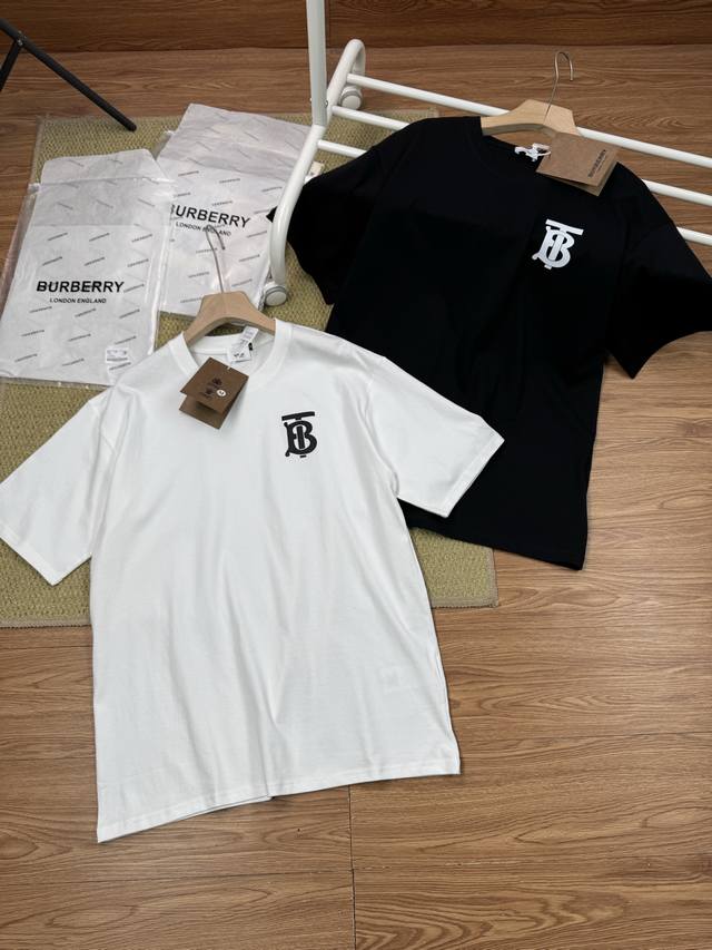 120包邮 高品质，雪梨纸精包装 burberry/巴宝莉男女印花字母T恤 经典休闲短袖体恤 高端高品系列-认准品质下单！经典极简款，经典圆领套头设计，胸前简约