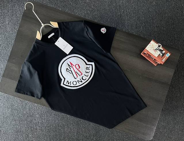 120 高品质Moncler/蒙口毛巾绣大Logot桖， 24Ss夏季新品，官网旗舰店同步开售，M家经典大Logo，非二次开发，原版成型，采用32支240克平纹