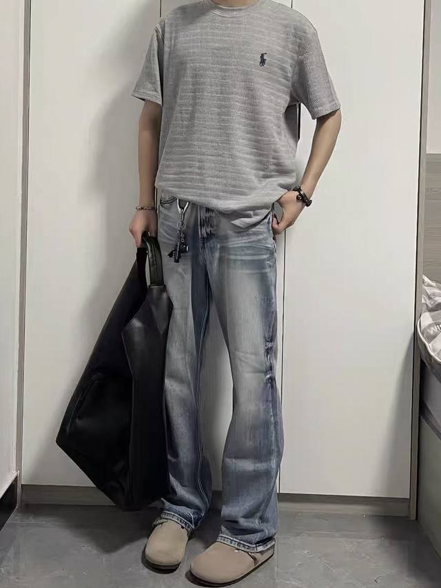 120 Ralph Lauren拉夫劳伦2025Fw 早夏竹节纹感肌理正肩短袖T恤 2025年拉夫劳伦早夏首发 经典正肩版型 上身秒变直角肩 暗纹肌理提花面料
