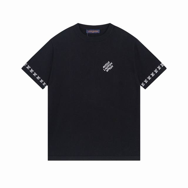170 顶级版本 louis Vuitton Ss25 字母印花宽松针织短袖T恤 情侣款 黑色白色 - 想拥有一件时尚又舒适的情侣T恤？那千万不能错过 Loui