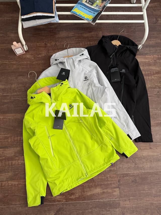 p230｜ Ml。Kailas 凯乐石博格达Lt绣花户外软壳连帽冲锋衣登山透气防风防水软壳冲锋衣 凯乐石全新软壳冲锋衣夹克，Lt户外防水软壳向导级冲B1101锋