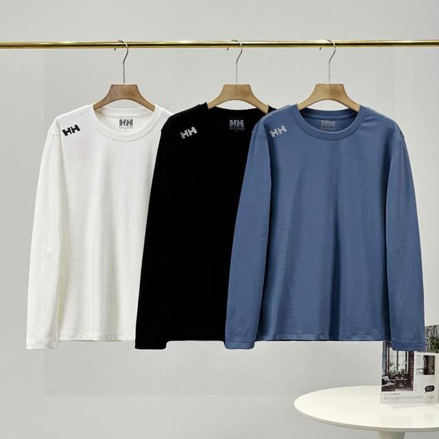 上新P120 2025Helly Hansen/Hh海丽汉森春季款针织柔软长袖男女基础款长袖T恤打底衫！轻盈柔软，简约长袖T恤。触感舒适自如。 颜色： 黑色 白