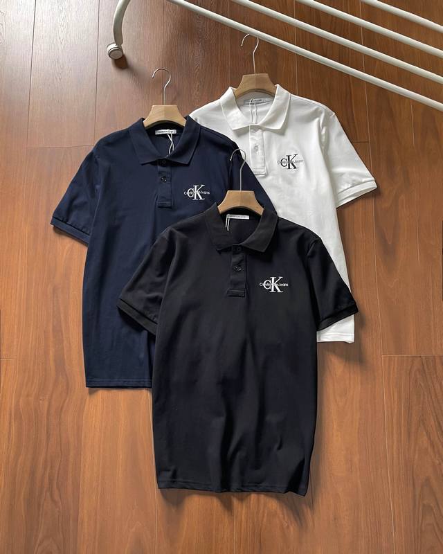 100【高品质】货号2512 calvin Klein男士2025新款夏季上衣Ck商务休闲纯棉T恤短袖Polo衫 高版本上新 做工细节巨好！胸前经典刺绣标志 细