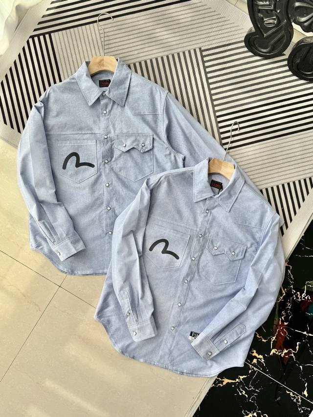 p200 Evisu福神2025年春季新品男士海鸥商标印花衬衫2Eshtm5Sl1073Rxct 一款牛仔衬衫的价格官网在售2600+，最经典的一款韩系复古牛仔