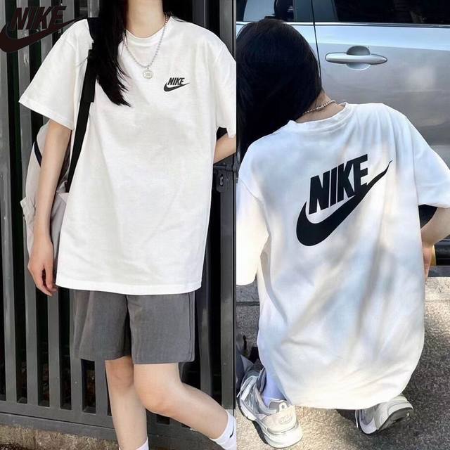 80夏季新款，耐克Nike男女同款纯棉印花短袖T恤，男女同款打底衫上衣，港风， 全网独家首发 百搭款细节处理完美 十分精致 原版面料 网红明星同款 高版本 高品
