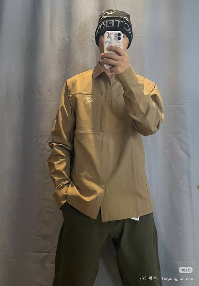 250 arcteryx始祖鸟 Cronin Cotton Overshirt 防风防雨纯色小Logo翻领衬衫夹克外套男女同款 - 官网同步 在售款 -外穿内搭
