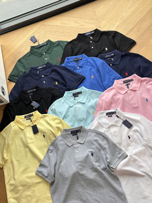 供120 十一色Ralph Lauren/拉夫劳伦 25春夏 经典刺绣小标 网眼棉翻领短袖Polo衫 深绿色 彩蓝色 浅蓝色 黑色白标 黑色红标 藏青红标 藏青