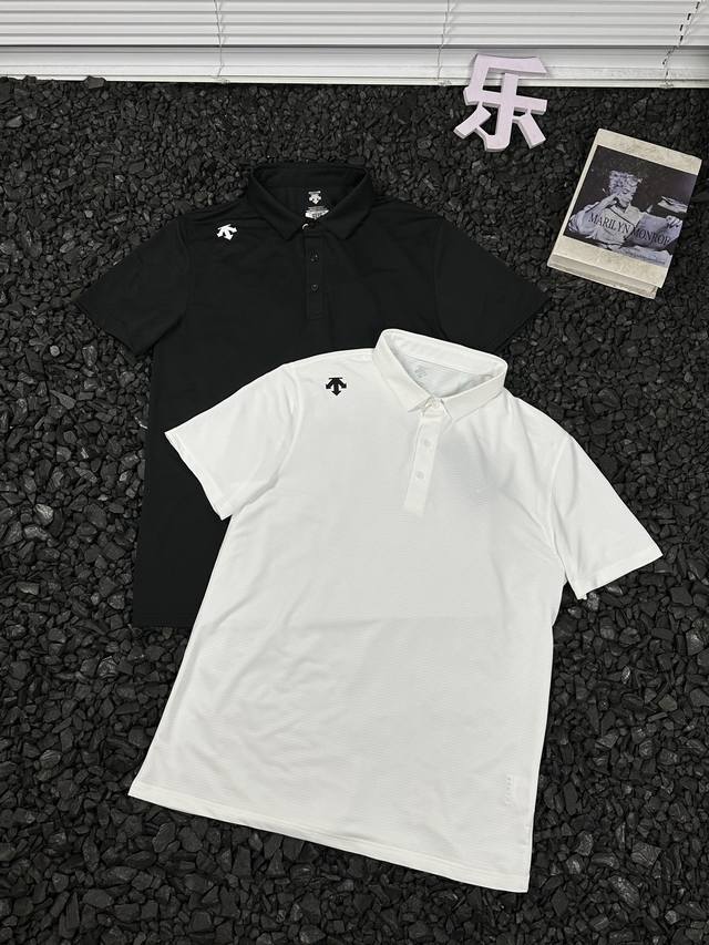 120 - Descente迪桑特Logo透气休闲运动商务速干短袖Polo衫 男女同款 - 运动时汗流浃背，衣服黏在身上难受？商务场合，普通Polo衫不够体面？