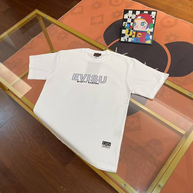 上新，100 evisu福神2025新款男士字母笑脸大M海鸥短袖 颜色：白 尺码：S-Xxl s码 肩宽44 胸围96 衣长68 适合身材100-120斤 m码