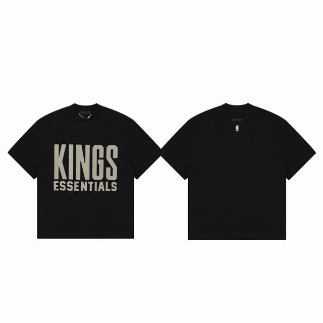 100 fear Of God Fog Essential X Nba 联名款25Ss第二季Kings字母 Logo 印花情侣圆领短袖T恤-高端代购版本 col