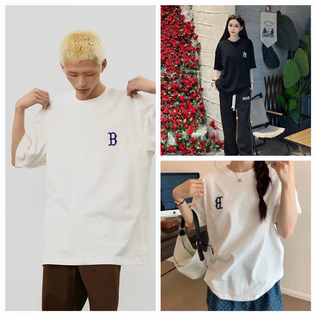 120 mlb 男女情侣老花系列运动T恤大Logo休闲短袖25春夏季新款 三标齐全，吊牌可以扫码验证，一衣一码！原厂包装！领口压条保证舒适性！高端品质2025M