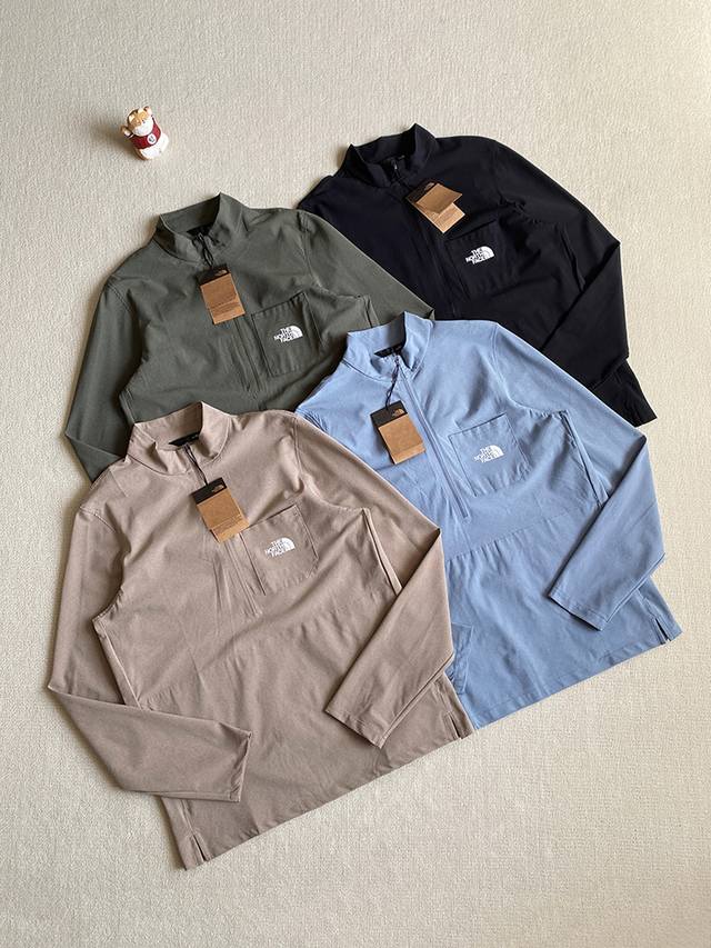 p200，报单款号03263。 会呼吸的面料！Tnf/北面 春夏款 立领半拉链 速干长袖T恤，外穿内搭都非常Ok，立领+半拉链设计一直都很喜欢，视觉上会拉长整个