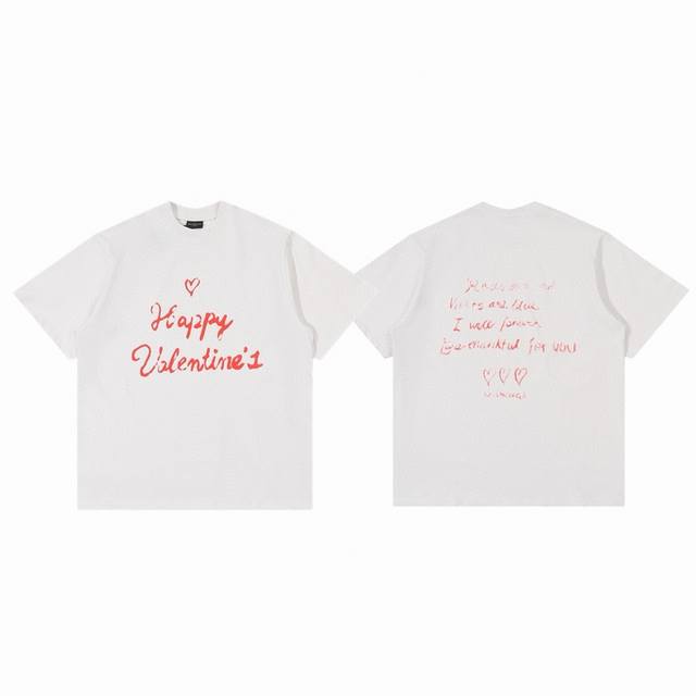 130 balenciaga 巴黎世家 25Ss 情人节限定正反Logo印花情侣圆领短袖T恤-顶级版本 color：米白色 size：S M L number：