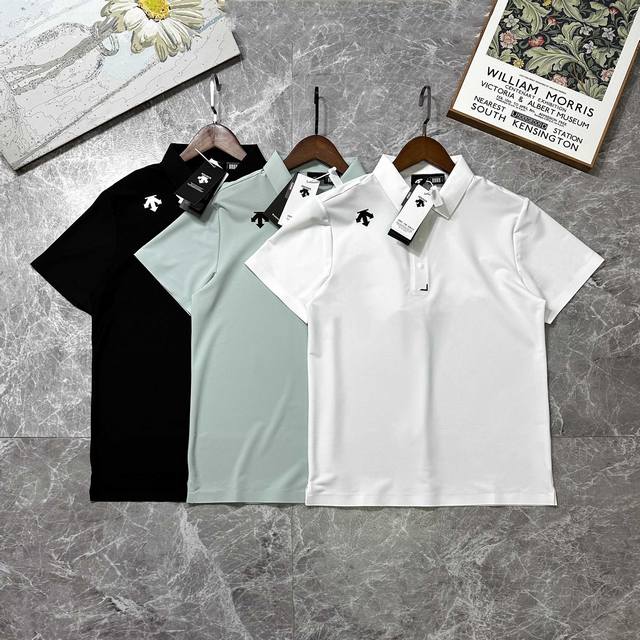 170 迪桑特速干Polo衫短袖，无痕压胶！ 迪桑特/ Descente 春夏季冰丝无痕速干Polo衫 polo版型垂直立挺，3D立体裁剪， 科技面料版型做工都