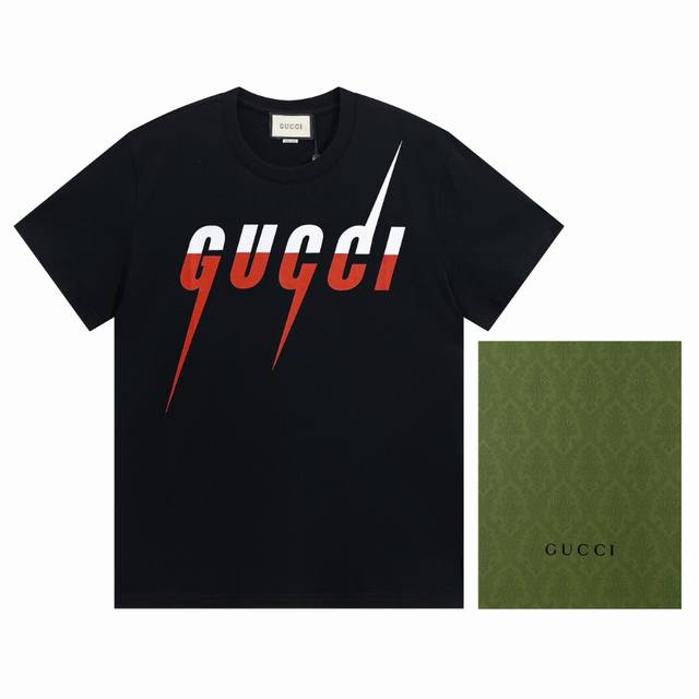 特价50Gucc驰22Ss闪电刀锋绿色印花短袖 定织240克 21支有机麻棉混纺面料，原身布切捆条做罗纹，原版定染颜色，前幅丝网台板手工印花，3D全彩扫描图案做