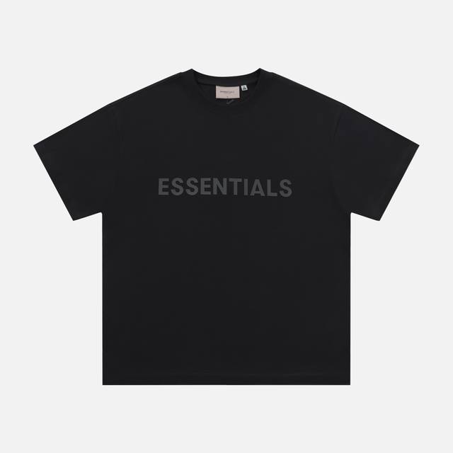 【黑色】 P80 fear Of God Fog复线Essentials 胸前硅胶字母Logo短袖T恤 原厂面料 克重240G，细节上的设计处理都是精心制作 高