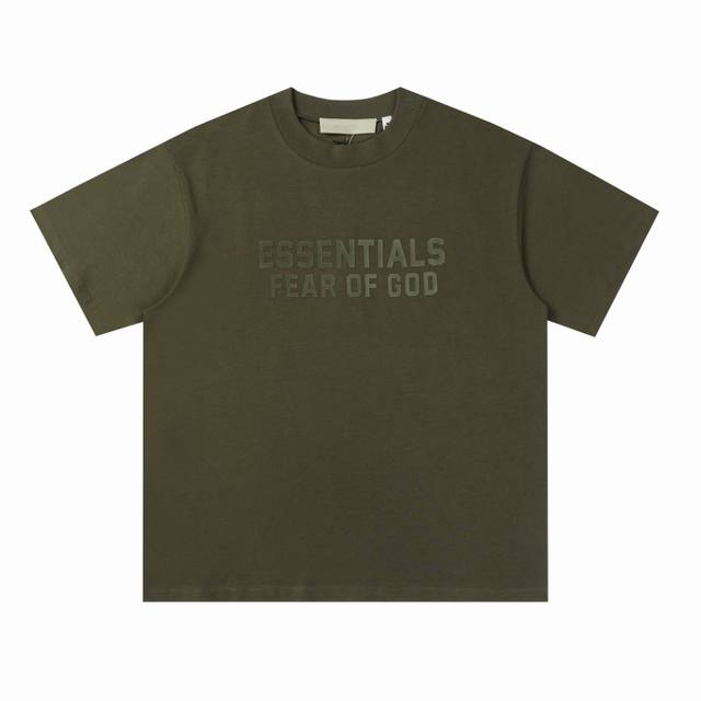 【黑灰色】 P80 Fog复线Essentials 第八季立体植绒双排大小字母短袖T恤 原厂面料 克重240G，细节上的设计处理都是精心制作 高品质产品 区别市