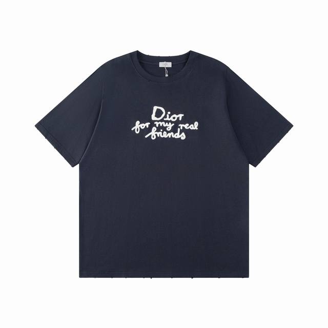 120【顶级版本.官网品质】 dior迪奥 25Ss新款朋友字母签名刺绣短袖T恤 采用原板独家定制280克32支双纱纯棉面料质感非常柔软舒服 100%区别市场的