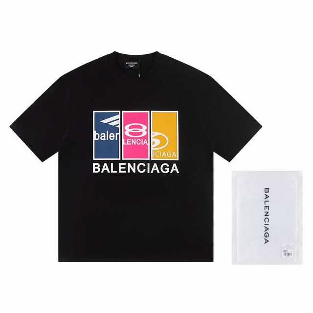 w2585#P100( ) 巴黎世家Balenciaga2025新款T恤 材质:采用高版本300G双纱精梳棉 尺寸:S M L Xl 颜色:黑白