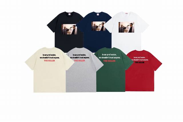 款号Bs730#P70 supreme Fw18 The Killer Trusttee喋血双雄周润发印花 宽松版型 采用260克精梳棉双纱 从面料到辅料全部三
