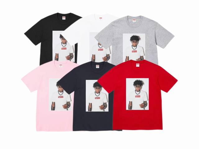 款号801#P70 supreme Fw23 秋冬系列Week1 Nba Youngboy Tee 人物印花圆领套头短袖T恤男女同款 宽松版型 采用260克精梳