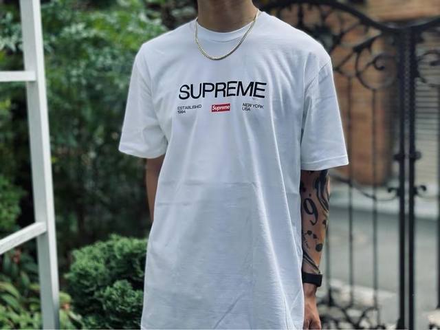 款号793#P70 supreme 21Fw Est 1994 Tee 字母 Box Logo 圆领短袖T恤 颜色：黑色 白色 码数：S M ＬXl 260克重