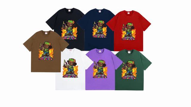 款号782#P70 supreme Ss19 Molotov Kid Tee Black小男孩漫画短袖 宽松版型 采用260克精梳棉双纱 从面料到辅料全部三标齐