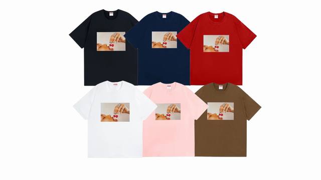 款号777#P70 supreme Ss20 Week1Cherriestee樱桃 宽松版型 采用260克精梳棉双纱 从面料到辅料全部三标齐全跟足Zp 进口松井