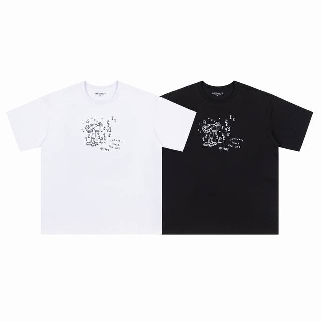 4035# P70 carhartt Wip（卡哈特）24Ss夏季新款音乐家印花圆领短袖男女同款 颜色：黑 白 码数：S M L Xl 面料：纯棉潮牌双纱260