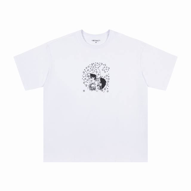 4032# P70 carhartt Wip（卡哈特）24Ss夏季新款魔法师印花圆领短袖男女同款 颜色：黑 白 码数：S M L Xl 面料：纯棉潮牌双纱260
