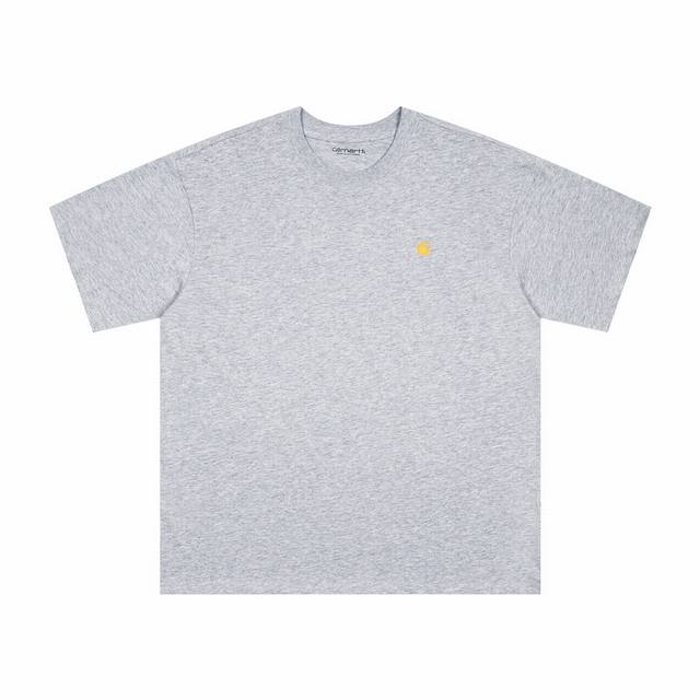 4013# P70 carhartt Wip（卡哈特）经典刺绣金标圆领短袖男女同款 面料升级 颜色：黑 白 灰 卡 码数：S M L Xl 面料：纯棉潮牌双纱2