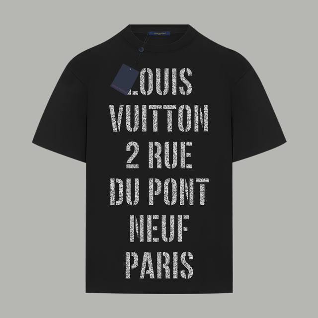 90 Louis Vuitton/路易斯威登 《2025秀款满身破损字母》 印花双纱纯棉短袖 -【280G双纱纯棉顶级面料 手感柔软 百分百纯棉独家出货 定染硫