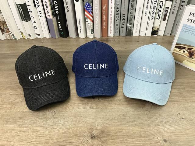 9601#P60#Celine刺绣牛仔棒球帽软顶帽子男女休闲百搭显脸小大头围鸭舌帽# 可调节 颜色：浅蓝色 深蓝色 黑色