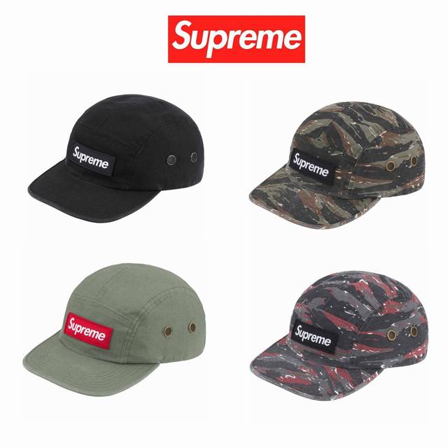 s240P80 supreme 24Ss Military Camp Cap 鸭舌帽 颜色：黑 绿 红迷彩 绿迷彩