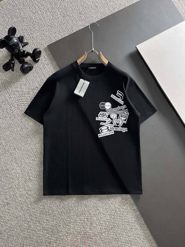 p100 巴黎世家 2025最新款印花短袖，高品质专柜原单短袖，顶级制作工艺进口面料，专柜款优质胶印印花设计，采用进口高端订制260克双纱面料，进口丝线手感一流