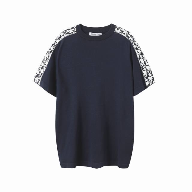 90 dior/迪奥2024S新款织带圆领T恤短袖 原版面料，高版本，高品质 网红明星同款 市场顶级版本， 定制面料 双面进口绣花机刺绣工艺 定制定染 ，上身舒