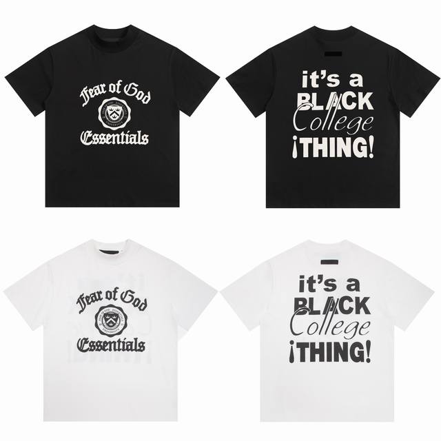 新款 Fear Of God Essentials Black大标印花字母短袖T恤 款号：E2342# P70 颜色：星辰黑 象牙白 码数：S M L Xl