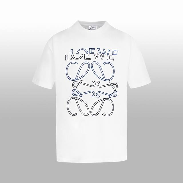 p100 高版本 【Loew*】刺绣Logo情侣款短T 百看不腻的高级简约风格 进口机彩色珠绣 高级气质穿搭 无性别穿搭 情侣闺蜜可同款演绎 单穿慵懒随性 叠穿