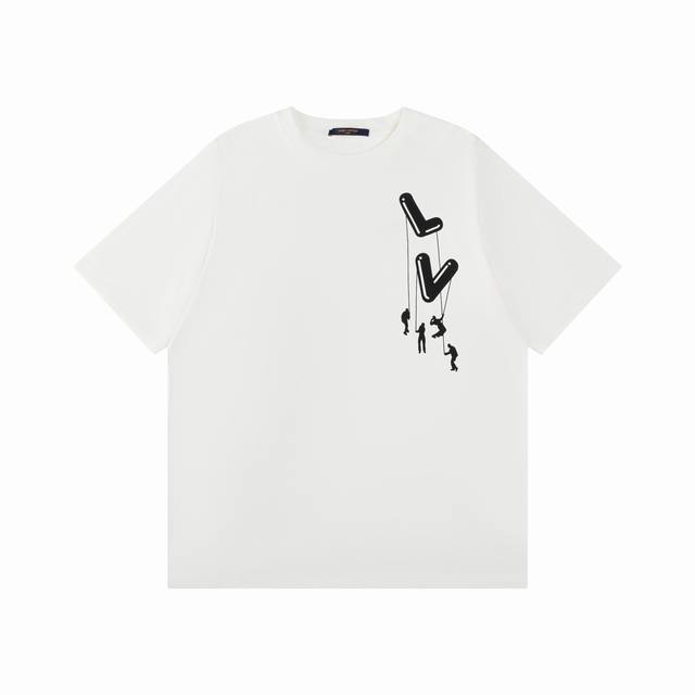 110【顶级版本.官网品质】 louis Vuitton*路易威登 lv 经典伞兵人物印花短袖T恤 采用原板独家定制260克32支双莎纯棉面料 质感非常柔软舒服