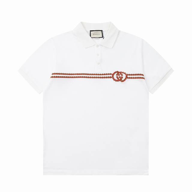 110 Gucci/古驰 25Ss新款 花卉绳双Gg刺绣Polo 230克重双纱全棉珠地 颜色：黑 白 码数：S M L Xl Xxl