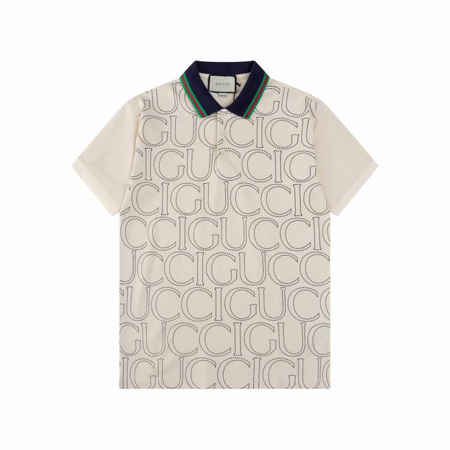 120 Gucci/古驰 25Ss新款 大Logo前幅 满印Polo 230克重全棉珠地 颜色：杏色 宝兰 码数：S M L Xl Xxl