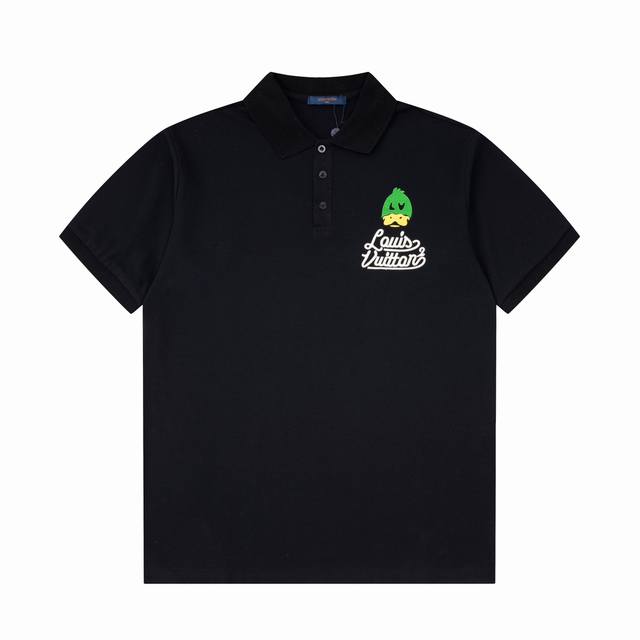 110 Lv/路易 25Ss新款 yk面孔Logo刺绣Polo 230克重双纱全棉珠地 颜色：黑 白 码数：S M L Xl Xxl