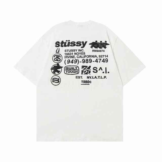 stussy 发泡字母 印花圆领男女同款 斯图西短袖 款号：613# 码数：M L Xl Xxl 颜色： 黑色 白色 面料：32支纯棉双纱230克 印花：发泡印
