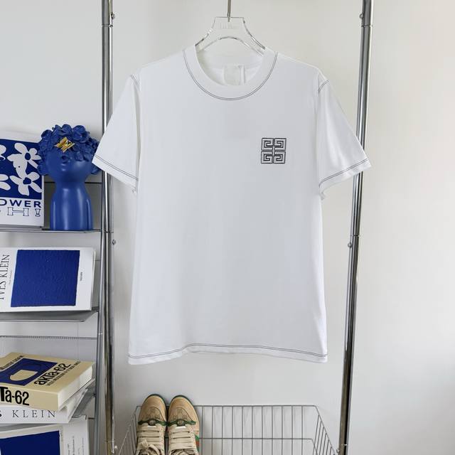 100 #119（当天到货 现货现配） Givenchy纪梵希25Ss 字母刺绣短袖 Logo标刺绣标识短袖T恤 独家首发高定 面料采用280克重双纱精梳棉，定