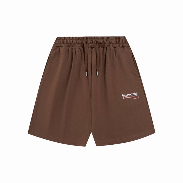 p120 高品质 balenciga/可乐刺绣短袖 balencliaga巴黎世家 2024早春新款 经典可乐Logo字母刺绣短裤 专柜正品同步，面料采用巴黎进