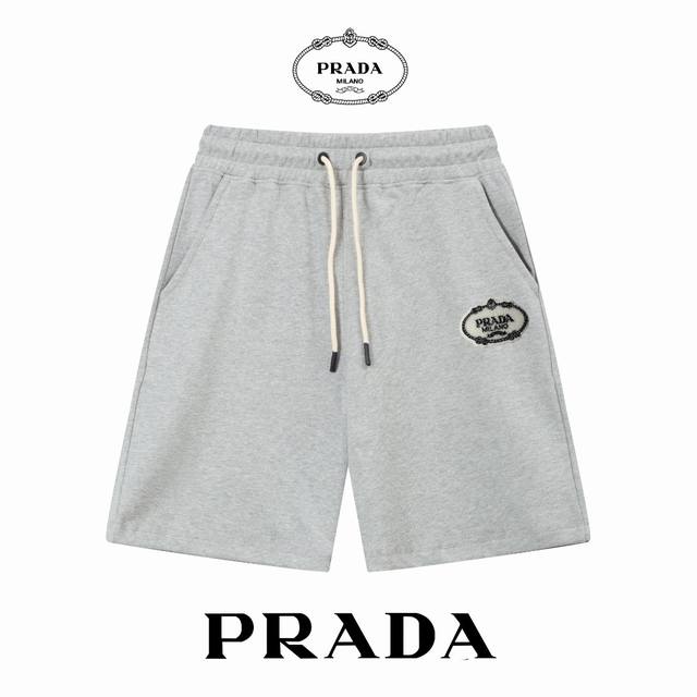 p160 （顶级版本，区别通货） Parda/普拉达 Ss秀款 修身线条简约印花字母Logo潮流男女同款短裤 兼容所有身材 腰部松紧带黑白抽绳设计 定制抽绳口袋